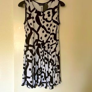 Nooworks Abstract Print A Line Swing Dress in Rayon Crepe XS